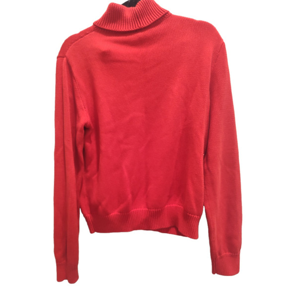 Ralph Lauren Purple Label Red Silk Cashmere Turtleneck Rib Knit Sweater Size XL - Picture 1 of 4